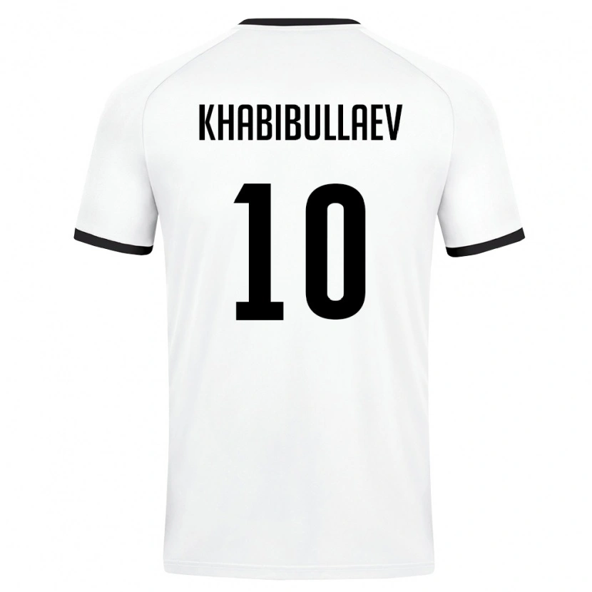 Danxen Mujer Camiseta Uzbekistán Mukhammad Khabibullaev #10 Blanco Verde Oscuro 2ª Equipación 26-28 La Camisa México
