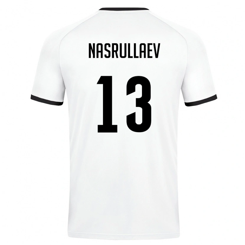 Danxen Mujer Camiseta Uzbekistán Sherzod Nasrullaev #13 Blanco Verde Oscuro 2ª Equipación 26-28 La Camisa México