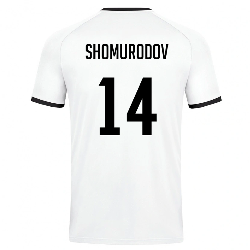 Danxen Mujer Camiseta Uzbekistán Eldor Shomurodov #14 Blanco Verde Oscuro 2ª Equipación 26-28 La Camisa México