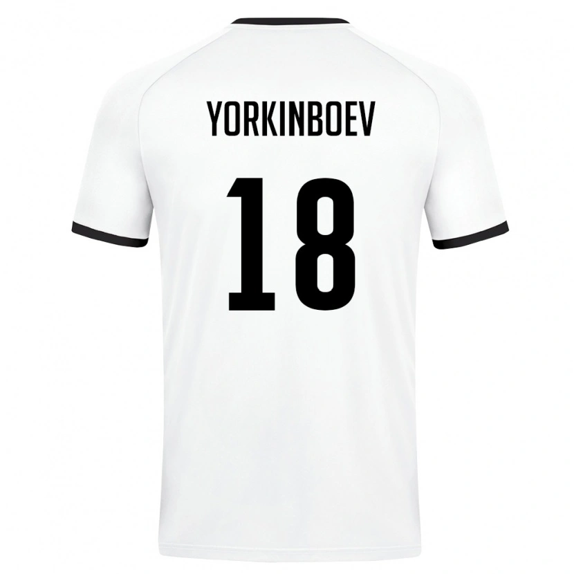 Danxen Mujer Camiseta Uzbekistán Shokhzhakhon Yorkinboev #18 Blanco Verde Oscuro 2ª Equipación 26-28 La Camisa México