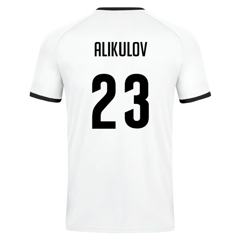 Danxen Mujer Camiseta Uzbekistán Khusniddin Alikulov #23 Blanco Verde Oscuro 2ª Equipación 26-28 La Camisa México