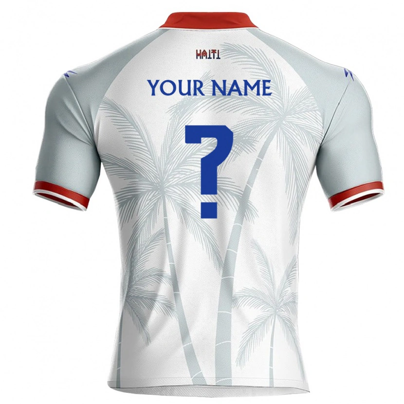 Danxen Mujer Camiseta Haití Su Nombre #0 Blanco Rojo Gris 2ª Equipación 26-28 La Camisa México
