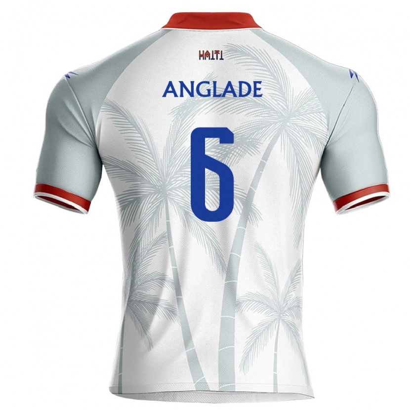 Danxen Mujer Camiseta Haití Josué Anglade #6 Blanco Rojo Gris 2ª Equipación 26-28 La Camisa México