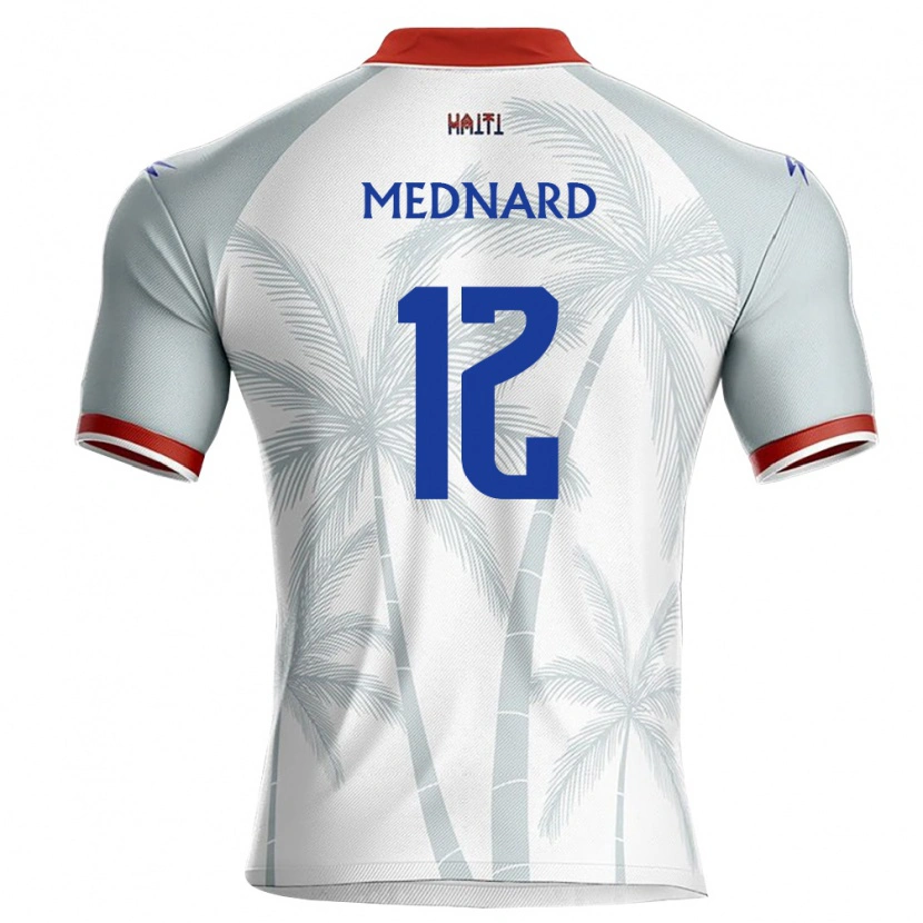 Danxen Mujer Camiseta Haití Jonah Mednard #12 Blanco Rojo Gris 2ª Equipación 26-28 La Camisa México