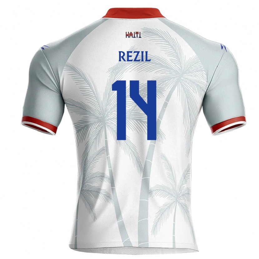Danxen Mujer Camiseta Haití Dieuvens Rezil #14 Blanco Rojo Gris 2ª Equipación 26-28 La Camisa México