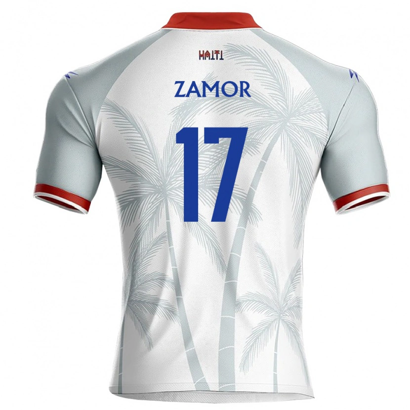 Danxen Mujer Camiseta Haití Medinel Zamor #17 Blanco Rojo Gris 2ª Equipación 26-28 La Camisa México