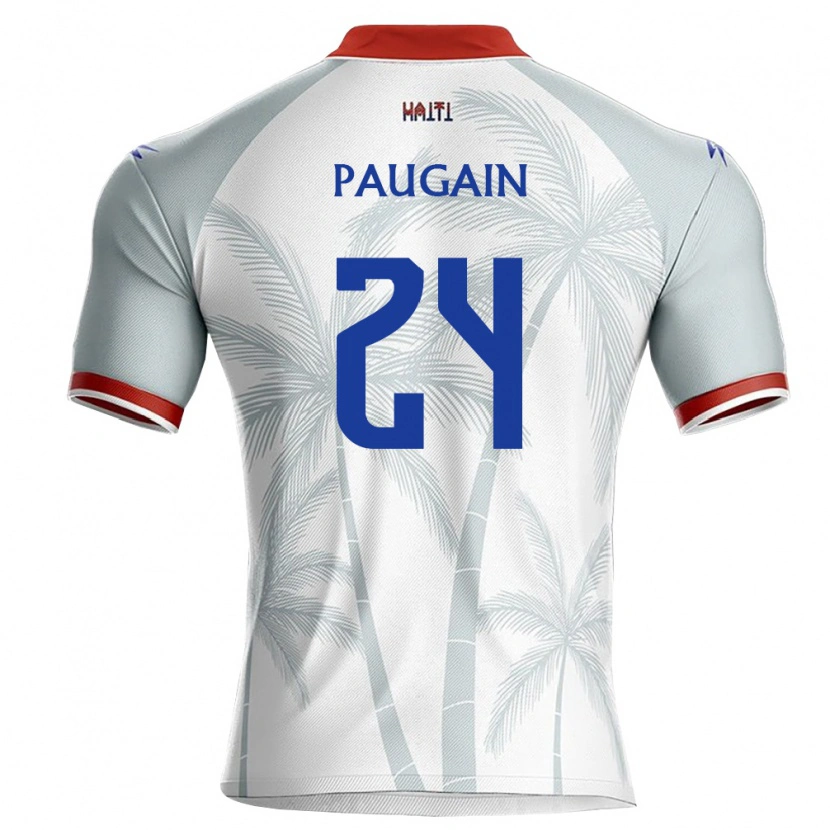 Danxen Mujer Camiseta Haití Wilguens Paugain #24 Blanco Rojo Gris 2ª Equipación 26-28 La Camisa México