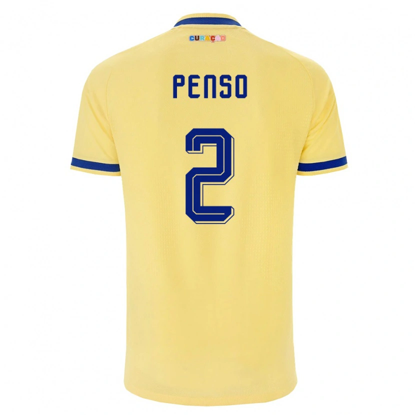 Danxen Mujer Camiseta Curazao Kyano Penso #2 Amarillo Marino Rosa 2ª Equipación 26-28 La Camisa México