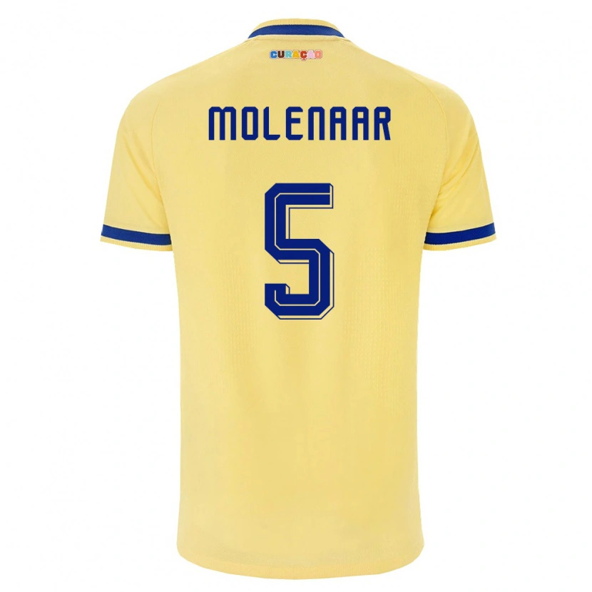 Danxen Mujer Camiseta Curazao Jayron Molenaar #5 Amarillo Marino Rosa 2ª Equipación 26-28 La Camisa México