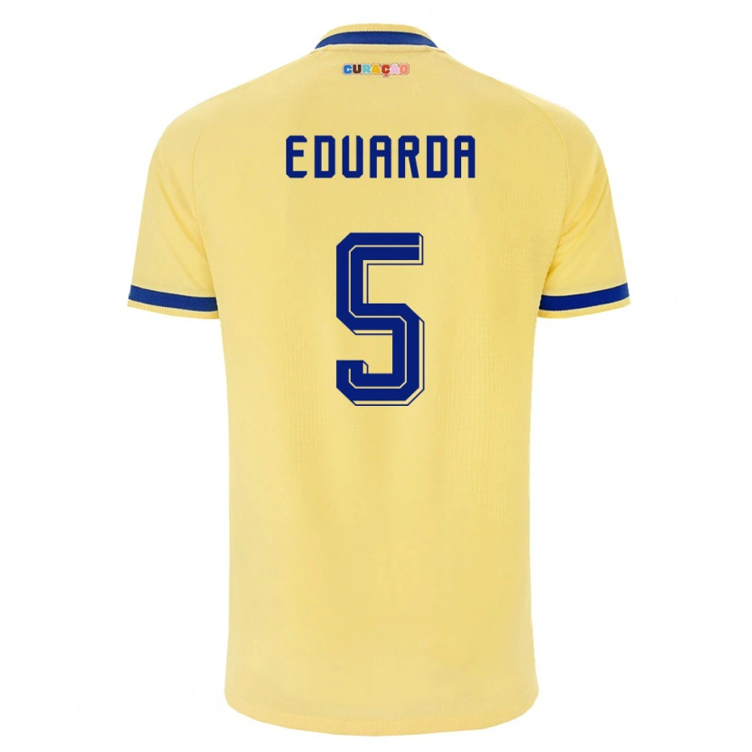 Danxen Mujer Camiseta Curazao Ribryashen Eduarda #5 Amarillo Marino Rosa 2ª Equipación 26-28 La Camisa México