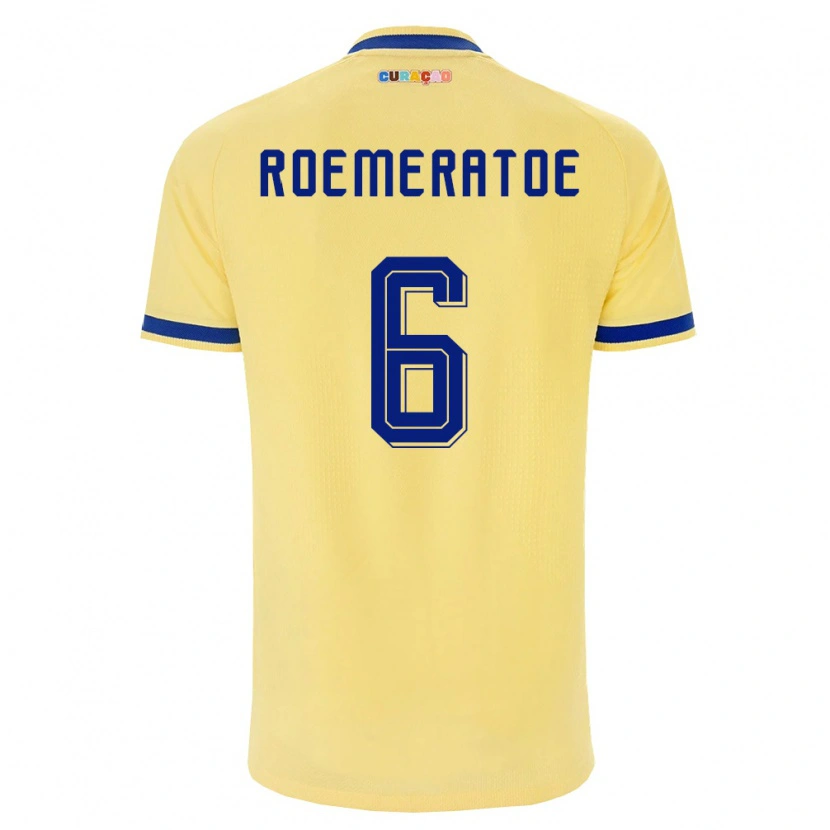 Danxen Mujer Camiseta Curazao Godfried Roemeratoe #6 Amarillo Marino Rosa 2ª Equipación 26-28 La Camisa México