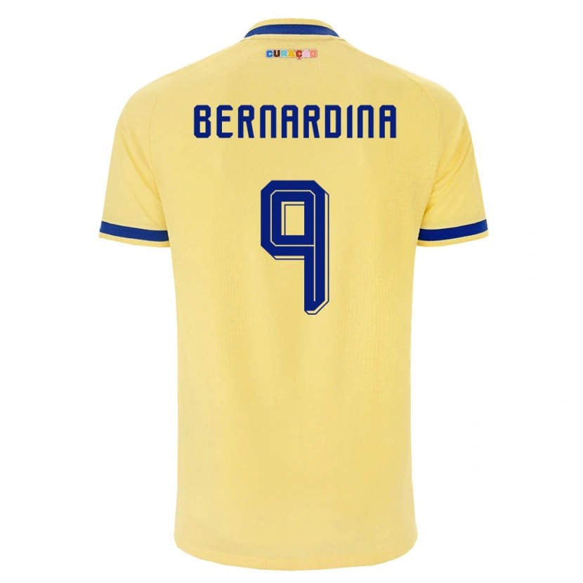 Danxen Mujer Camiseta Curazao Damiënthly Bernardina #9 Amarillo Marino Rosa 2ª Equipación 26-28 La Camisa México