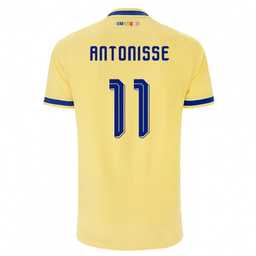 Danxen Mujer Camiseta Curazao Jeremy Antonisse #11 Amarillo Marino Rosa 2ª Equipación 26-28 La Camisa México