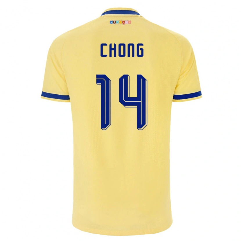 Danxen Mujer Camiseta Curazao Tahith Chong #14 Amarillo Marino Rosa 2ª Equipación 26-28 La Camisa México