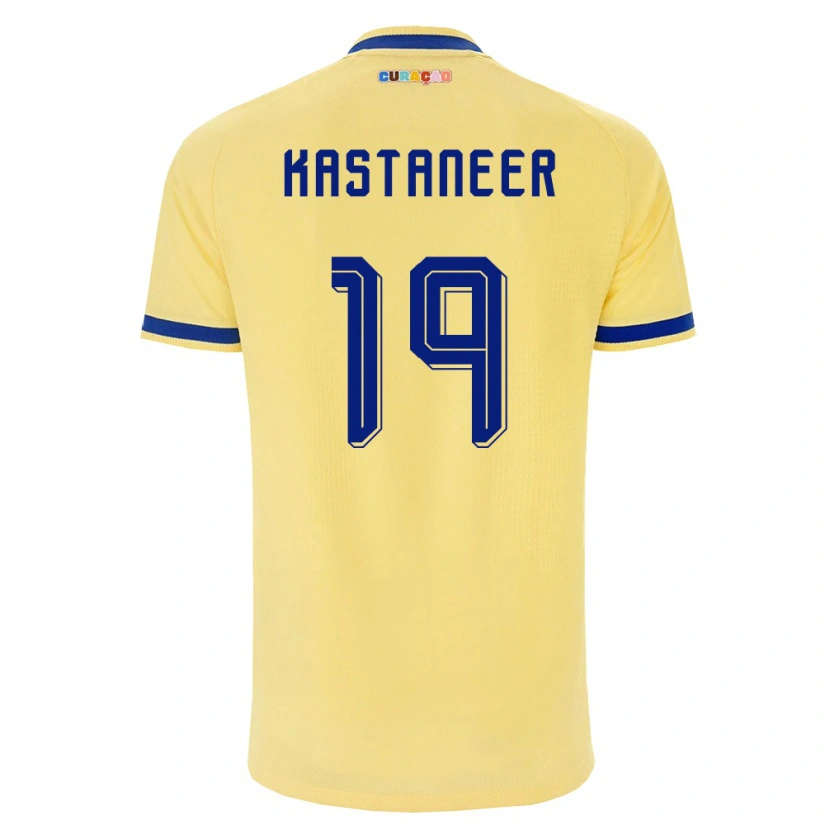 Danxen Mujer Camiseta Curazao Gervane Kastaneer #19 Amarillo Marino Rosa 2ª Equipación 26-28 La Camisa México