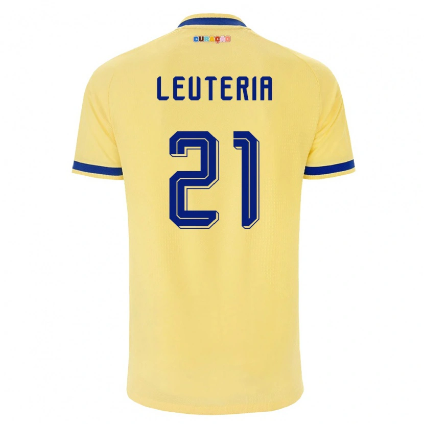 Danxen Mujer Camiseta Curazao Mishean Leuteria #21 Amarillo Marino Rosa 2ª Equipación 26-28 La Camisa México