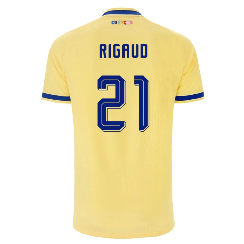 Danxen Mujer Camiseta Curazao Jean-Jacques Rigaud #21 Amarillo Marino Rosa 2ª Equipación 26-28 La Camisa México