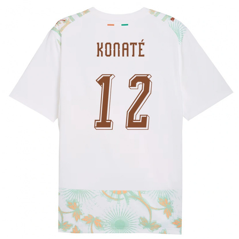 Danxen Mujer Camiseta Costa De Marfil Valy Konaté #12 Blanco Naranja Verde 2ª Equipación 26-28 La Camisa México