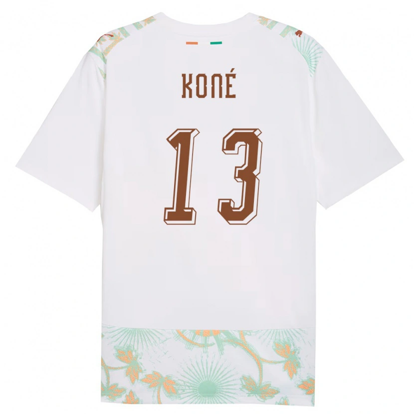 Danxen Mujer Camiseta Costa De Marfil Mohamed Koné #13 Blanco Naranja Verde 2ª Equipación 26-28 La Camisa México
