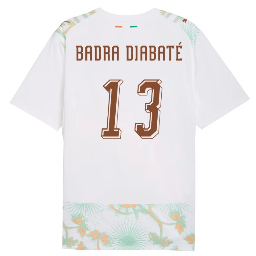 Danxen Mujer Camiseta Costa De Marfil Ali Badra Diabaté #13 Blanco Naranja Verde 2ª Equipación 26-28 La Camisa México