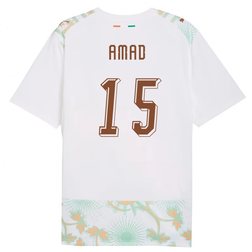Danxen Mujer Camiseta Costa De Marfil Amad Diallo #15 Blanco Naranja Verde 2ª Equipación 26-28 La Camisa México