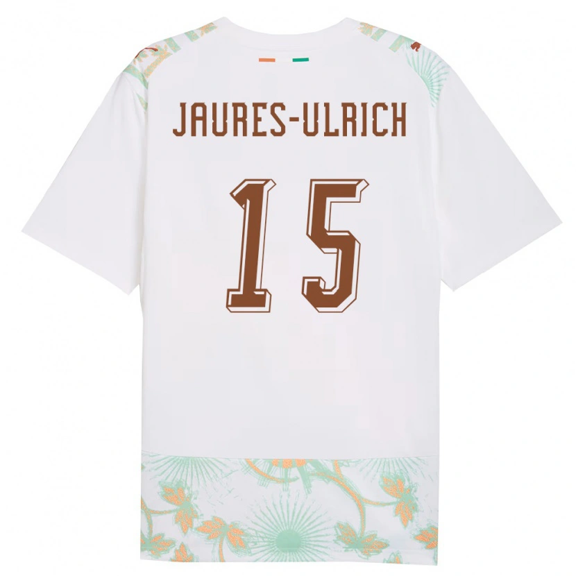 Danxen Mujer Camiseta Costa De Marfil Loukou Jaures-Ulrich #15 Blanco Naranja Verde 2ª Equipación 26-28 La Camisa México
