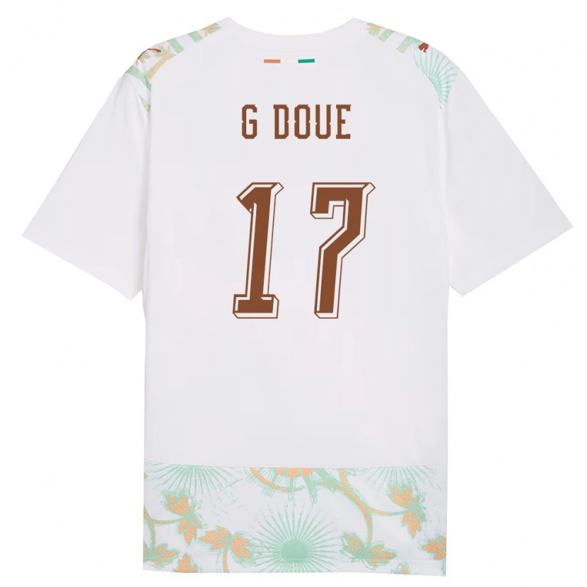 Danxen Mujer Camiseta Costa De Marfil Guéla Doué #17 Blanco Naranja Verde 2ª Equipación 26-28 La Camisa México