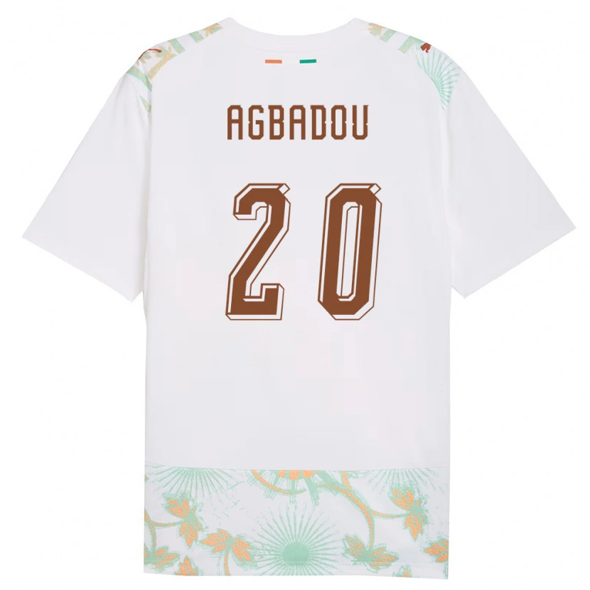Danxen Mujer Camiseta Costa De Marfil Emmanuel Agbadou #20 Blanco Naranja Verde 2ª Equipación 26-28 La Camisa México
