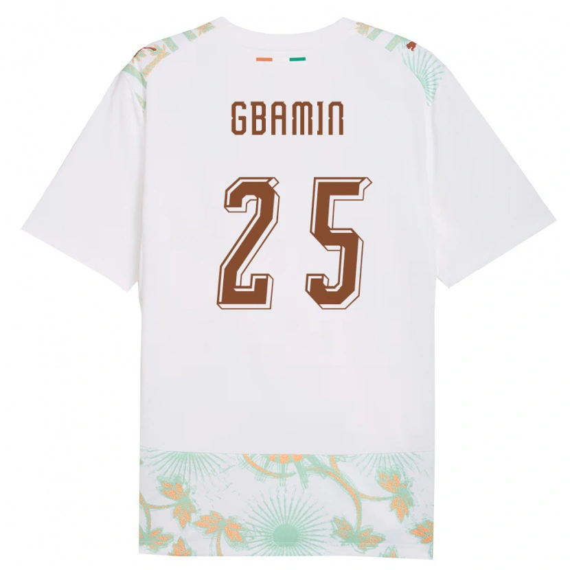 Danxen Mujer Camiseta Costa De Marfil Jean-Philippe Gbamin #25 Blanco Naranja Verde 2ª Equipación 26-28 La Camisa México