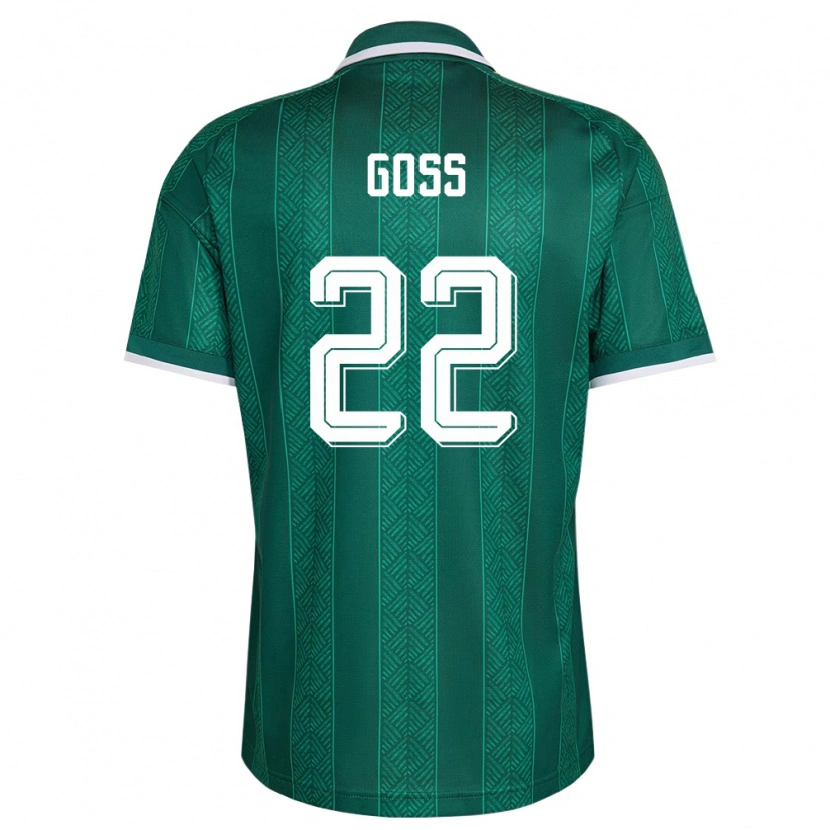Danxen Mujer Camiseta Sudáfrica Ricardo Goss #22 Verde Blanco Oro 2ª Equipación 26-28 La Camisa México