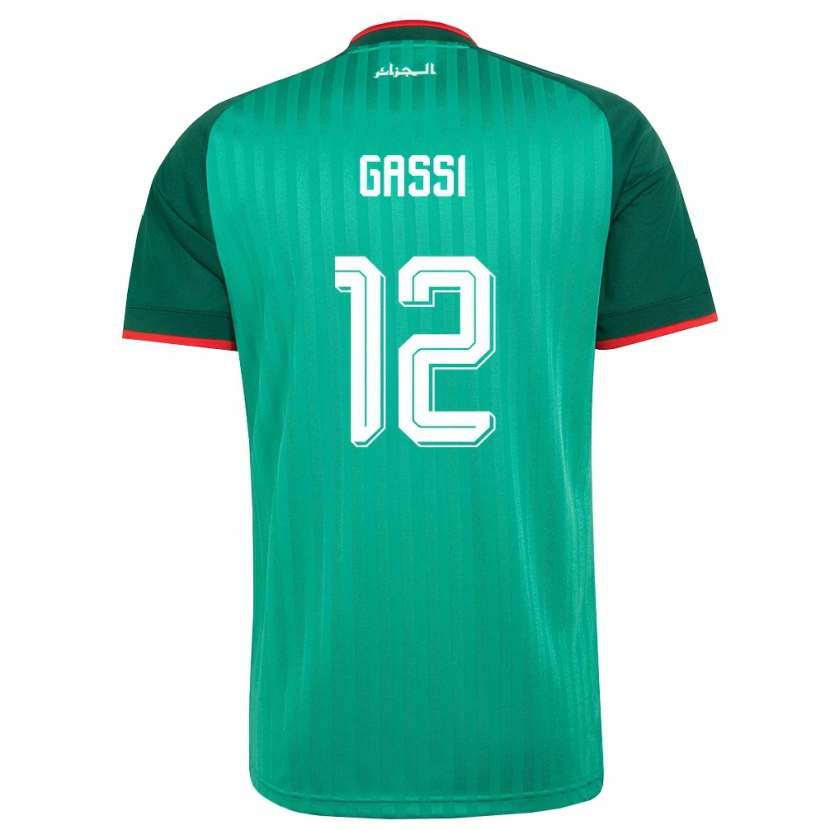 Danxen Mujer Camiseta Argelia Yakoub Gassi #12 Verde Rojo Blanco 2ª Equipación 26-28 La Camisa México