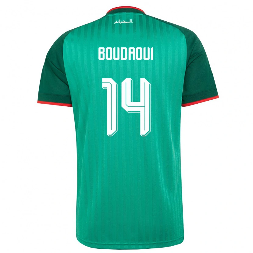 Danxen Mujer Camiseta Argelia Hicham Boudaoui #14 Verde Rojo Blanco 2ª Equipación 26-28 La Camisa México