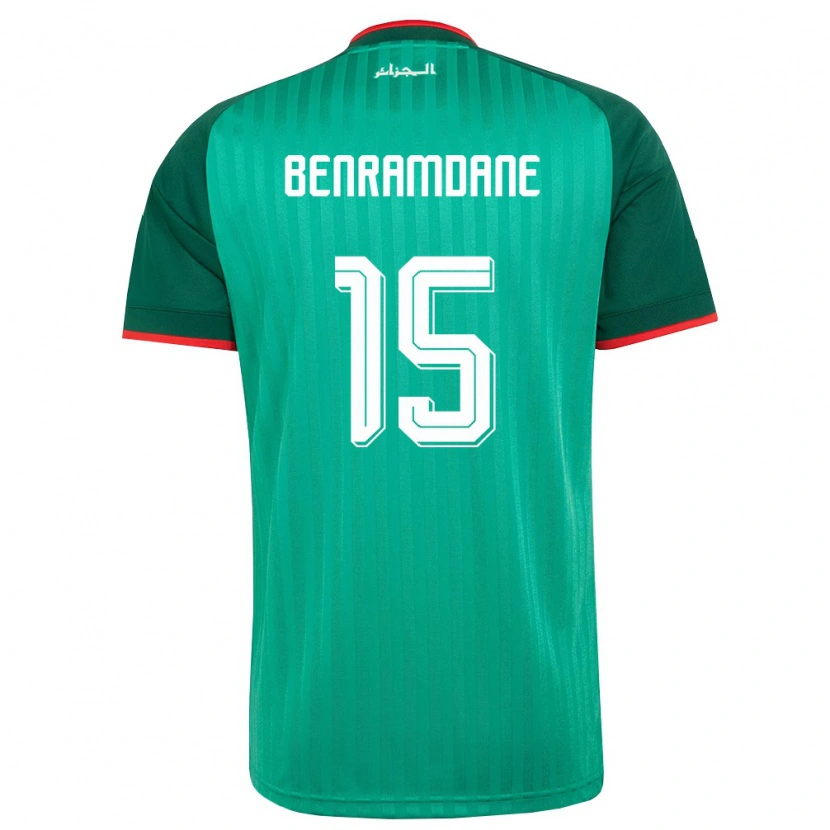 Danxen Mujer Camiseta Argelia Noam Benramdane #15 Verde Rojo Blanco 2ª Equipación 26-28 La Camisa México