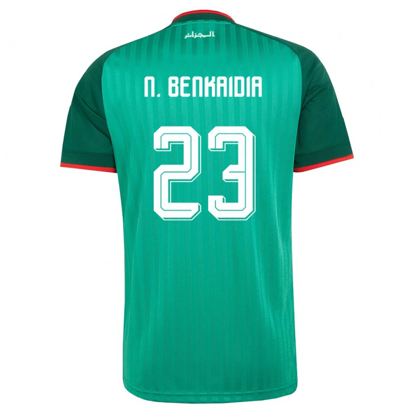 Danxen Mujer Camiseta Argelia Nazim Mohamed Salah Benkaidia #23 Verde Rojo Blanco 2ª Equipación 26-28 La Camisa México