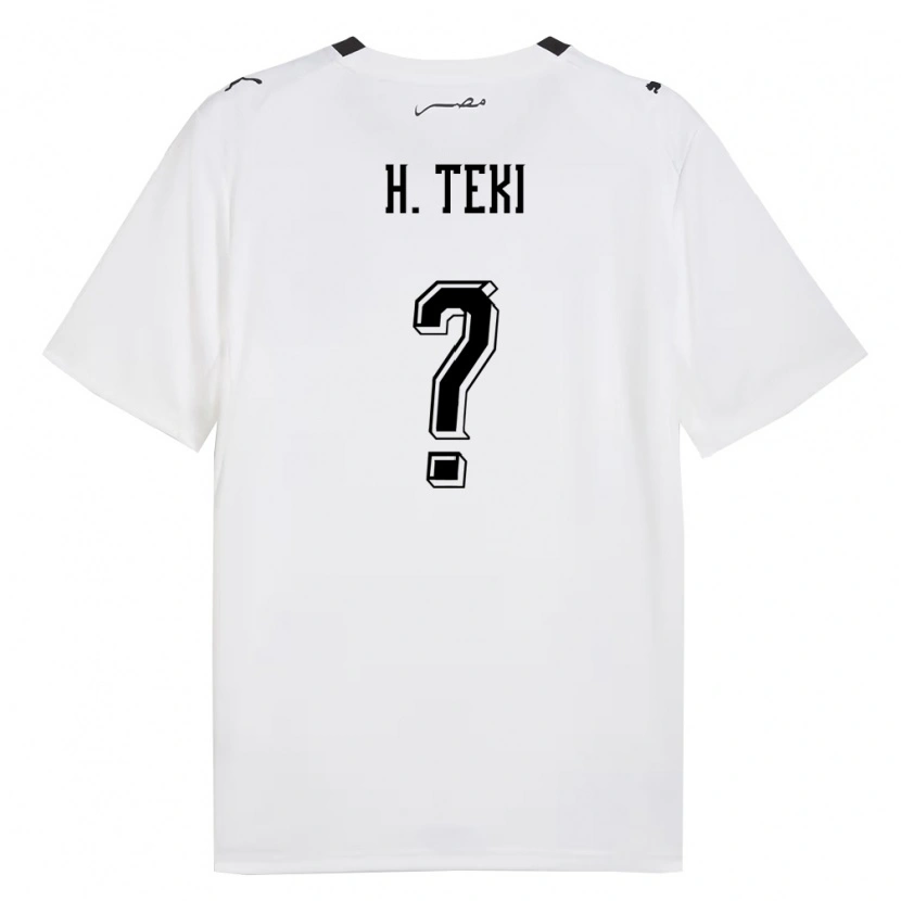 Danxen Mujer Camiseta Egipto Hossam Ashour El Teki #0 Blanco Gris Negro 2ª Equipación 26-28 La Camisa México
