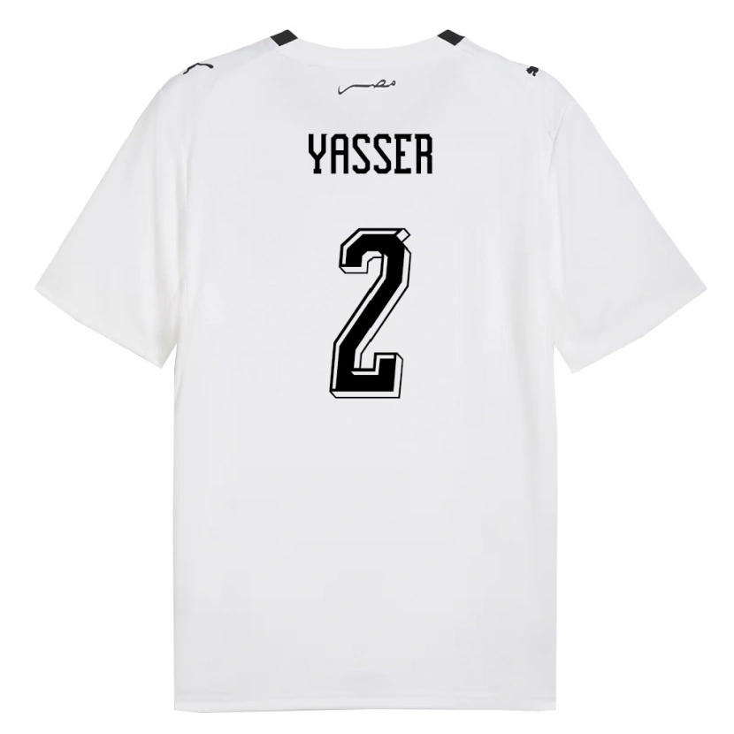 Danxen Mujer Camiseta Egipto Yasser Ibrahim #2 Blanco Gris Negro 2ª Equipación 26-28 La Camisa México
