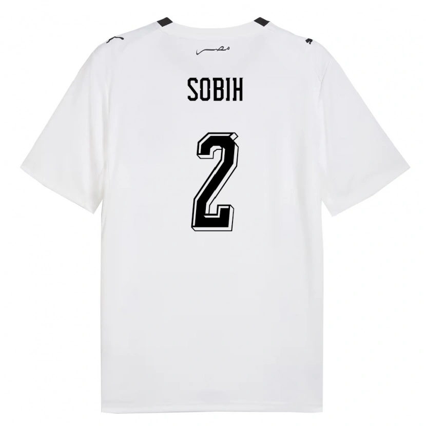 Danxen Mujer Camiseta Egipto Mohamed Sobih #2 Blanco Gris Negro 2ª Equipación 26-28 La Camisa México