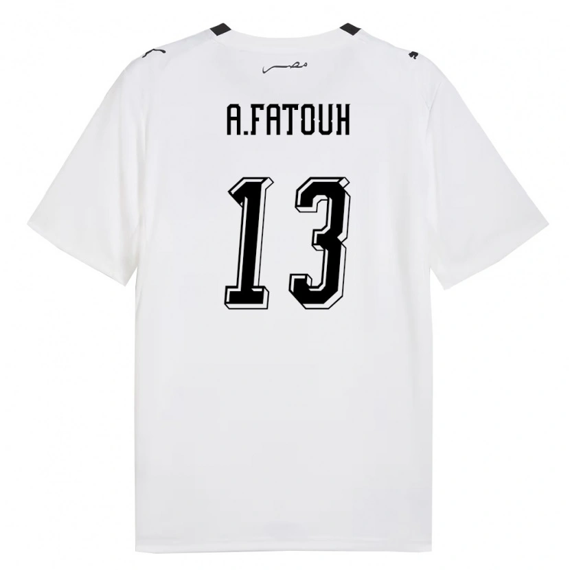 Danxen Mujer Camiseta Egipto Ahmed Fatouh #13 Blanco Gris Negro 2ª Equipación 26-28 La Camisa México