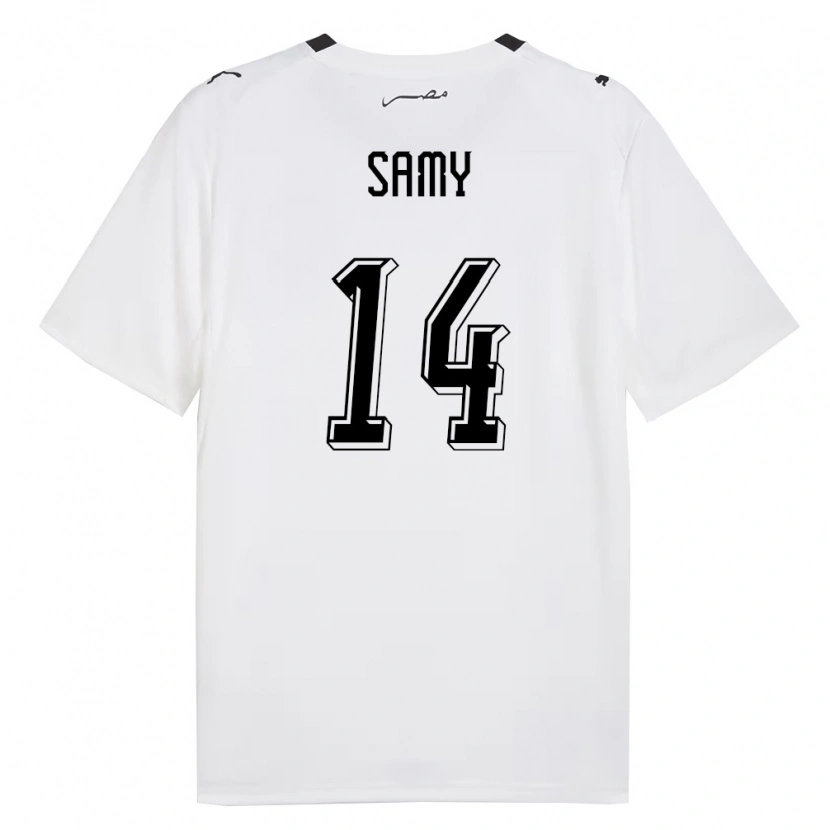 Danxen Mujer Camiseta Egipto Mohab Samy #14 Blanco Gris Negro 2ª Equipación 26-28 La Camisa México