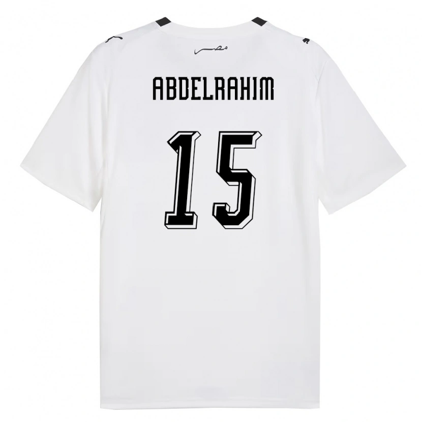 Danxen Mujer Camiseta Egipto Omar Abdelrahim #15 Blanco Gris Negro 2ª Equipación 26-28 La Camisa México
