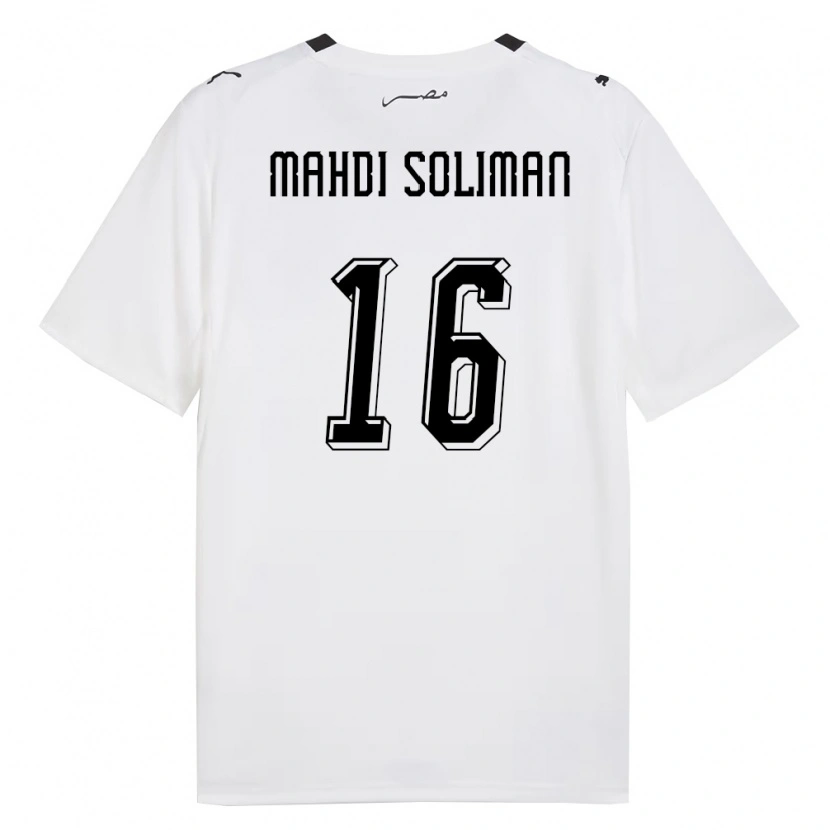 Danxen Mujer Camiseta Egipto El Mahdi Soliman #16 Blanco Gris Negro 2ª Equipación 26-28 La Camisa México