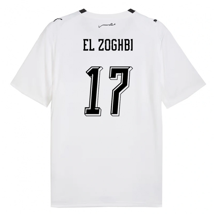 Danxen Mujer Camiseta Egipto Abdelaziz El Zoghbi #17 Blanco Gris Negro 2ª Equipación 26-28 La Camisa México