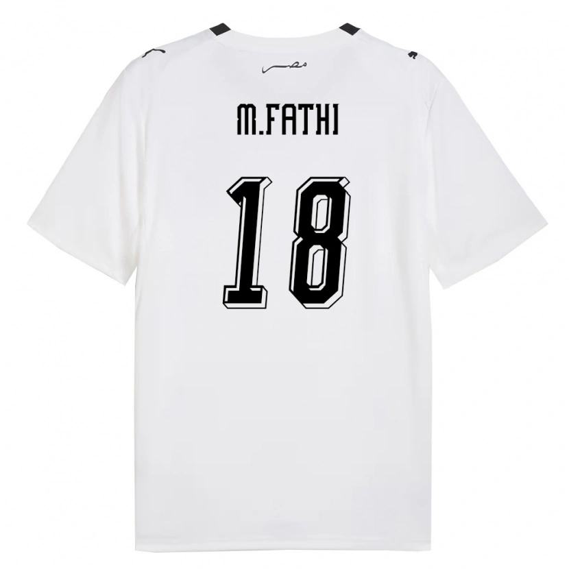 Danxen Mujer Camiseta Egipto Mostafa Fathi #18 Blanco Gris Negro 2ª Equipación 26-28 La Camisa México