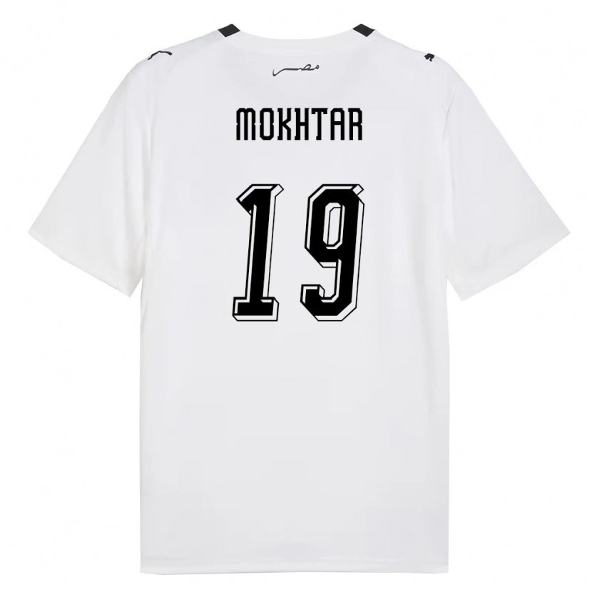 Danxen Mujer Camiseta Egipto Khaled Mokhtar #19 Blanco Gris Negro 2ª Equipación 26-28 La Camisa México