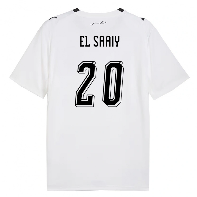 Danxen Mujer Camiseta Egipto Omar El Saaiy #20 Blanco Gris Negro 2ª Equipación 26-28 La Camisa México