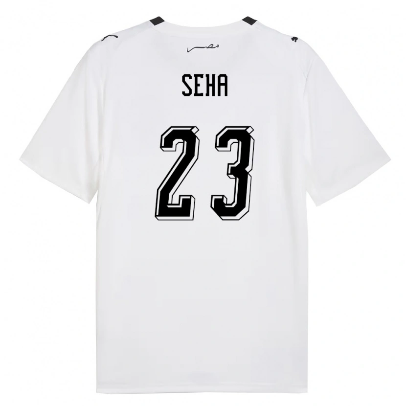 Danxen Mujer Camiseta Egipto Mohamed Seha #23 Blanco Gris Negro 2ª Equipación 26-28 La Camisa México