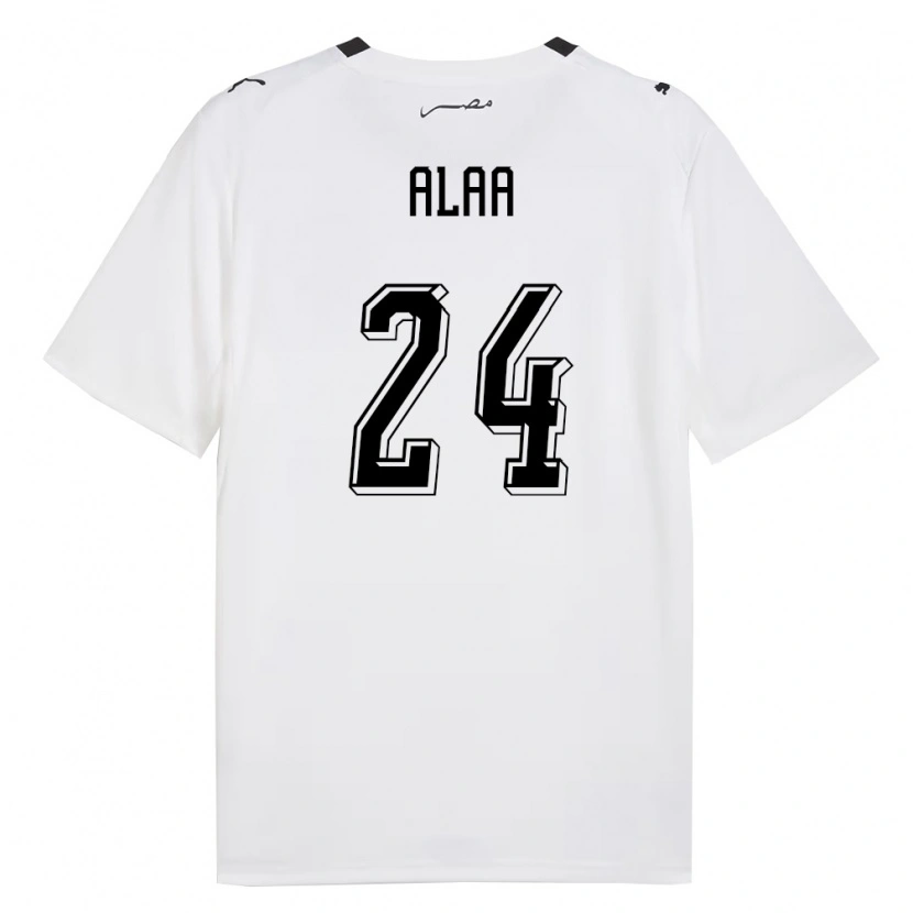 Danxen Mujer Camiseta Egipto Tarek Alaa #24 Blanco Gris Negro 2ª Equipación 26-28 La Camisa México