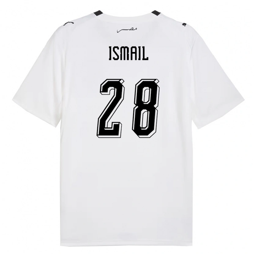 Danxen Mujer Camiseta Egipto Mohamed Ismail #28 Blanco Gris Negro 2ª Equipación 26-28 La Camisa México
