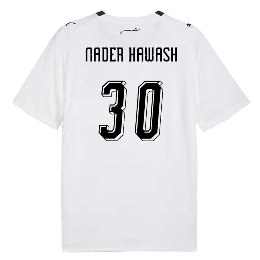 Danxen Mujer Camiseta Egipto Ahmed Nader Hawash #30 Blanco Gris Negro 2ª Equipación 26-28 La Camisa México