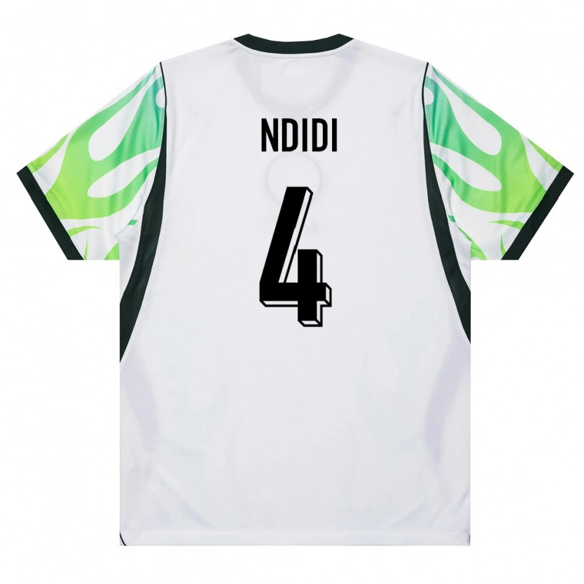 Danxen Mujer Camiseta Nigeria Wilfred Ndidi #4 Blanco Verde 2ª Equipación 26-28 La Camisa México